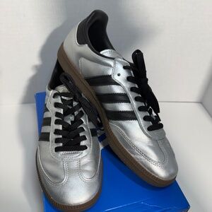 Womens Adidas Samba OG 'Silver Metallic Black Gum